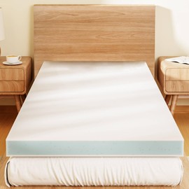 Comehealthy 3 Inch Memory Foam Mattress Topper, Cot Size Foam Bed, Mattress Topper for Back Pain, Cooling Gel Bed Topper for Sleeper Sofa, Dorm, RV,Camper, White