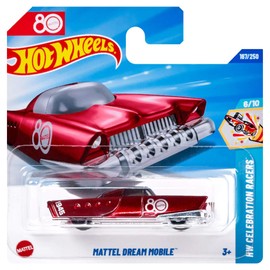 Hot Wheels Mattel Dream Mobile, 80th Anniversary Collector's Edition, Die-Cast Model Car, Red