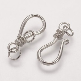 PH PandaHall About 20 pcs Brass Raindrop S-Hook Jewelry Clasp Platinum Clasp End Clasp Connectors Clip for Jewelry Craft Making