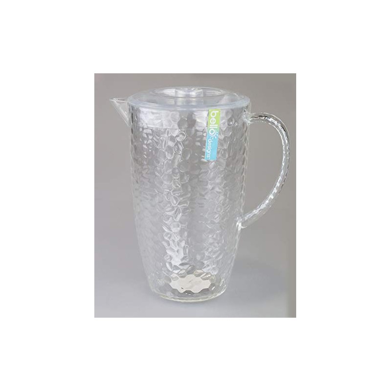 "Bello" Clear Plastic Pitcher with Lid Great for Outdoor Dining,