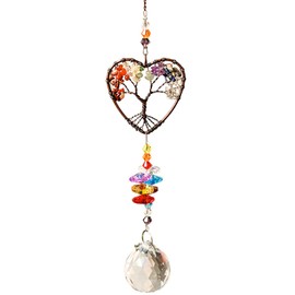 Alwodici Sun Catchers for Windows Tree Of Life Hanging Crystals for Windows Garden Hanging Ornaments Hanging Accessories Girl Home Ornament Crystal Suncatcher Crystal Gifts for Women (Colorful)