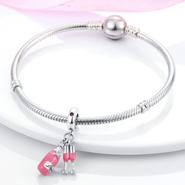 MULA 925 Sterling Silver Charms for Bracelets and Necklaces Lipstick and Bag Dangle Pendants Tower Camera Beads Charms Jewelry Gift for Women Girls