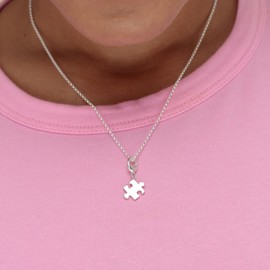 Lily Charmed - 925 Sterling Silver Jigsaw Puzzle Necklace with 18" Chain