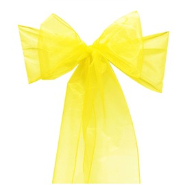 Organza Chair Sashes Wider Fuller Cover Party Decoration (Yellow, 10Pcs)