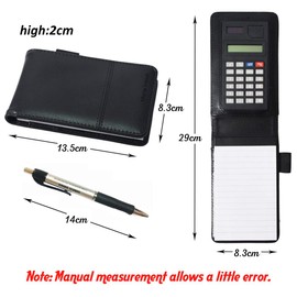 Marte Vanci Mini Pocket Notebook with Calculator and Pen, A7 40 Sheets Quick Notes*2 for Business Trader Shopping Portable Notepads Memo Pad PU Leather Cover Replaceable Ruled Paper