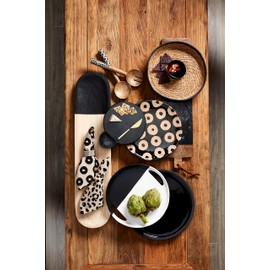 Mud Pie Black Stone Cheese Set; Board 10 1/2" X 8 1/4" | Spreader 6"