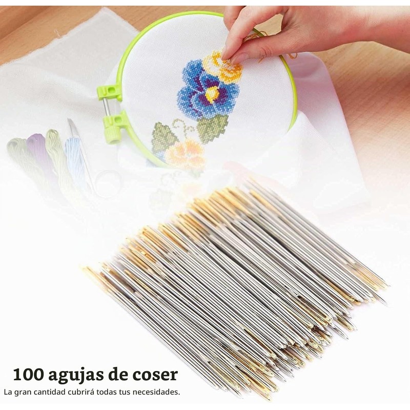 Agujas de Coser a Mano de Ojo Grande Pssopp 100