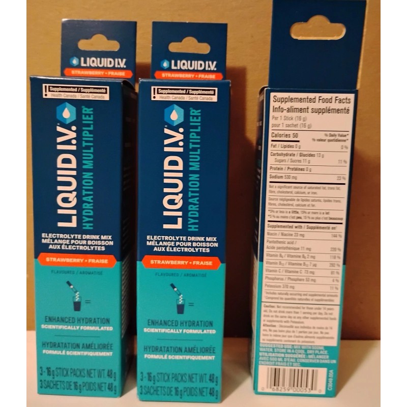 Liquid I.V. Hydration Multiplier – Strawberry Flavor – 3 Packets