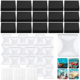 Aertiavty 72 Pcs Fridge Magnets Making Kit, 1.2 Inch Glass Magnets for Refrigerator, Locker, Whiteboard, Office, Kitchen, Decorative Magnet (36 Square Magnet+36 Glass+Clear Adhesive Dots)