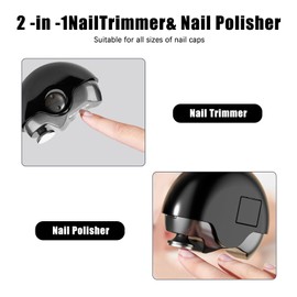 Electric Nail Clippers Black Electric Nail Trimmer,2 in 1 Electric Polishin Automatic Nail Clippers,Automatic Collection of Nail Clippings,Suitable for Babies,The Elderly and Adults