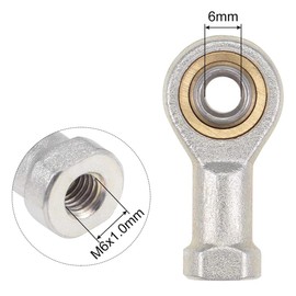 TA-VIGOR 4Pcs 6mm Rod End Bearings Female Thread SI6T/K, M6x1.0 Bore Spherical Joint Bearings Self-Lubricating Carbon Steel Rod End Ball Bearings for Linkage, Motion Applications