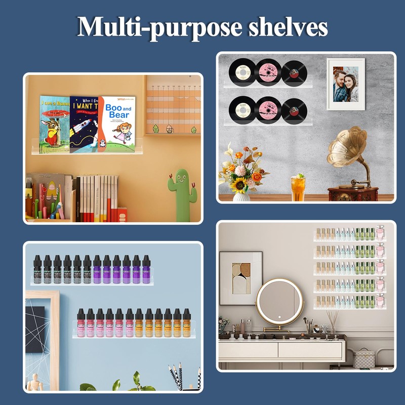 SOVQUEST Nail Polish Wall Rack 15 Inch 6 Pack Acrylic
