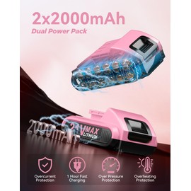 KELNOW Drill, 21V Cordless Drill with Dual 2.0Ah Power Pack and Charger, Electric Power Drills Set, 3/8 Inch Chuck, 25+1 Torque, 2 Speed 29 Accessories Tool for DIY, Gifts