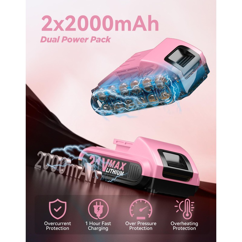KELNOW Drill, 21V Cordless Drill with Dual 2.0Ah Power Pack
