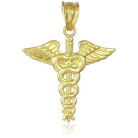 Claddagh Gold American Heroes 10k Gold Caduceus Charm Pendant