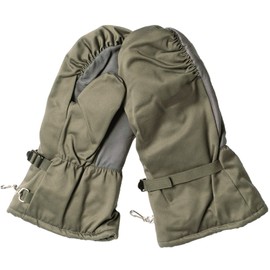 Genuine German Army Issue Surplus Goretex Cold Weather Winter Fur Lined Mitts in Olive Leather Palm/Thumb Grade 1