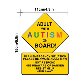 koodbuer Yellow for Adult Autism Awareness Car Decal, 2X Reusable Magnets, Window Suitable, Water Resistant, 30mil Thickness, 8x10 inches, for Car Truck SUV Van