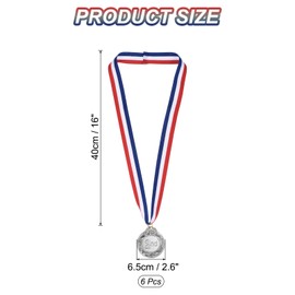 PATIKIL Silver Award Medals 2.6 Inch, 6 Pieces Winner Award Medals 2nd Place Gold Prize Style with Neck Ribbon for Games Sports Competitions