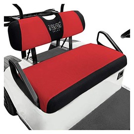 10l0l Golf Cart Bench Seat Cover Set, Washable Polyester Mesh Cloth Fits EZGO RXV TXT (Size:S) (Red+Black)