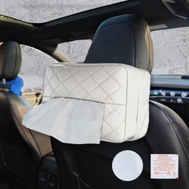 HEVLE Car Tissue Holder, PU Leather Tissues Box, Car Backseat Extra Large Rectangle Napkin Holder Fits for 120-230 Kleenex Tissues Per Box, Universal Car Interior Accessories for Most Car