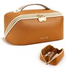 Prite Makeup Bag for Women Travel Waterproof Vegan Leather Cosmetic