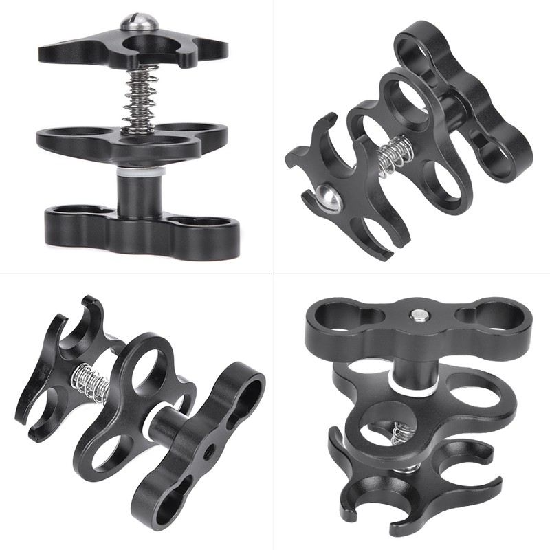 Aluminium Alloy Black Diving Triple Ball Clamp Outdoor Camera Arm