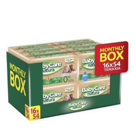 Babylino BabyCare Natura Wipes (16x54) Monthly Box, 864pcs Code:07820 (15201263078207)