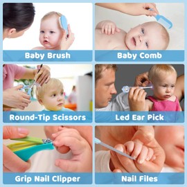 Baby Grooming Kit, 25 in 1 Baby Care Kit, Baby Healthcare and Grooming Kit with Baby Nail Trimmer Electric, Hair Brush, Comb for Newborn Boy, Girl, Infant, Toddlers, Baby Shower Gifts