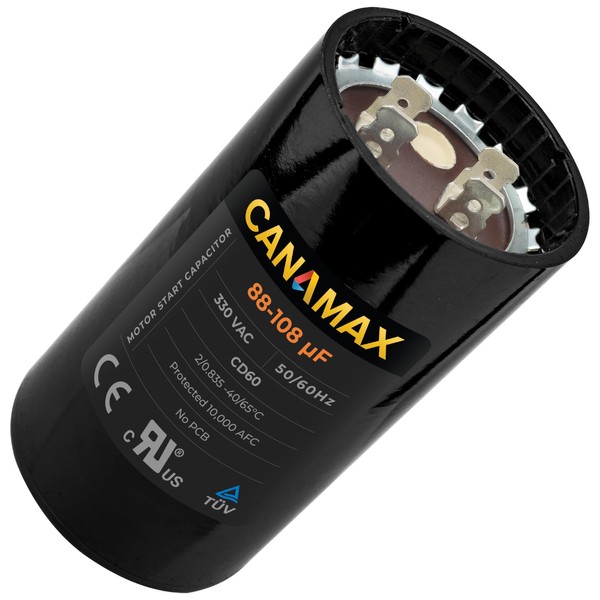Canamax Premium 88-108 uf/mfd 330VAC Volts Round Motor Start Capacitor