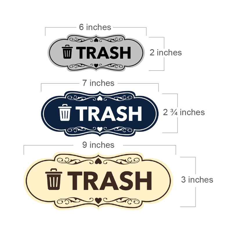 Signs ByLITA Designer Trash Sign (Black/Gold) - Small 2 Pack