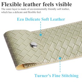 Jasenna Adjustable Elastic Band Pen Holder for Notebooks, Pen Sleeve Pouch for Journals, Pencil Holder, Bible Planner Accessories, Cute Pencil Case(1-Mocha Green)