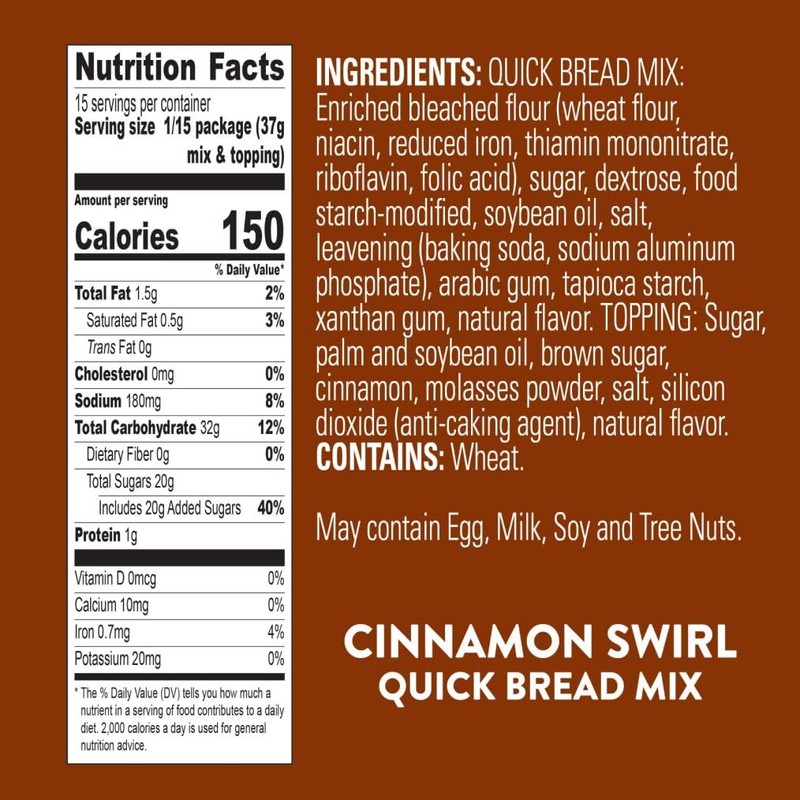Krusteaz Cinnamon Swirl Quick Bread Mix, Baking Mix With Cinnamon