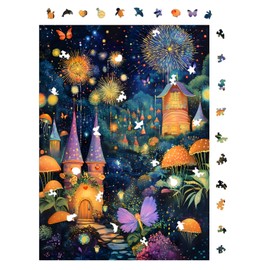 Naturelish Wonderful Mushroom House Night Jigsaw Puzzles for Adults 1000 Pieces, Brain Challenging Shaped Puzzle for Game Night, Family, Friends, Puzzle Size is 26.6 x 19.2