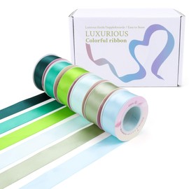 6 Colors Double Face Satin Ribbon 1 Inch x 60 Yards Double Sided Solid Polyester Ribbon Set for Gift Wrapping, Crafts Bows, Wedding Decorations, DIY Party Supplies, Floral Arrangements
