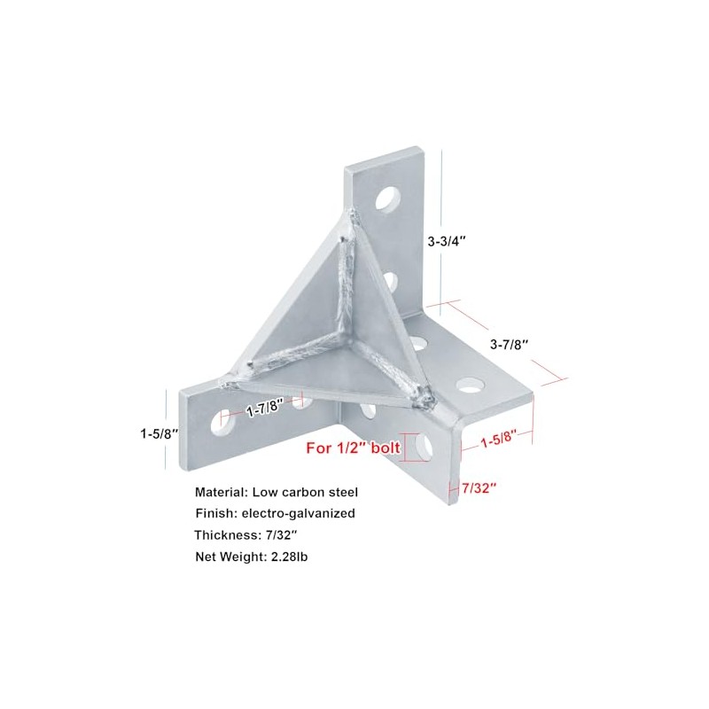 heneng 2 Pcs Wing Shaped Fittings for 1-5/8" Strut Channel,