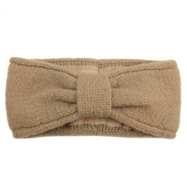 Ever Bloom Women's Winter Headband with Bow, Warm Knitted Hairband, Fluffy Girls Ear Warmers, Lined with Fleece Lining, Headband for Make-up, Winter Headband: Taupe