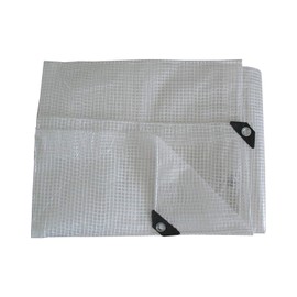 Bortaberg Tarpaulin Strengthened Waterproof Heavy Duty - Clear Tarp Sheet - Premium Quality Cover Made of 100gram/sm Reinforcing Mesh, for Camping Fishing Gardening Pets ([m]3x4 || 9.8'x13')