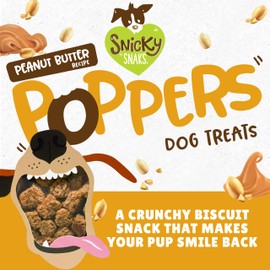 Snicky Snacks Peanut Butter Poppers - Crunchy Dog Treats - All-Natural, Grain-Free - Made in The USA (10 Oz Pack of 2)