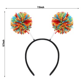2 Pcs Pom Pom Headband Fluffy Ball Hair Loop Blue Feathers Headwear for Costume Cosplay Party School Festivals (2, Multicolor, One size)