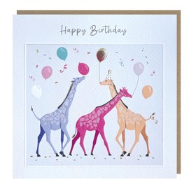 Tracks Publishing General Female Birthday Card for Women/Girls - Giraffe Party with Balloons and Embossed Gold Foil - Eco-Friendly and Recyclable