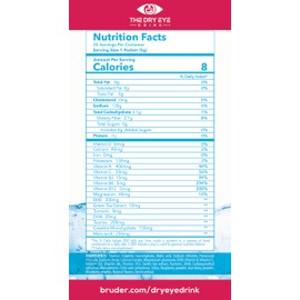 The Dry Eye Drink l Ultimate Hydration for Dry Eyes l Sugar-Free Electrolyte Powder Packets l Blended with Vitamins, Green Tea, Turmeric, Taurine, and DHA l 5g x 20 Packets (Mixed Berry)