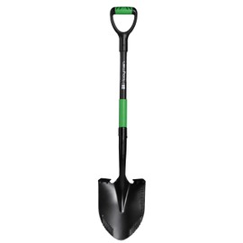Hooyman Short Handle Digging Shovel with Heavy Duty Carbon Steel Construction, Ergonomic No-Slip H-Grip, D Handle, and Oversized Steps for Gardening, Land Management, Yardwork, Farming, and Outdoors
