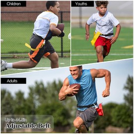 DkOvn Flag Football Belt, 2/4/10/14pcs Adjustable Flag Football Belt with Belt and Flags, for Kids, Youths, Adults(2pcs, 1 Blue+1 Yellow)