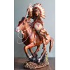 Indian Chief Eagle Warrior War Headdress On Horse Throwing Spear