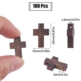 SUNNYCLUE 100Pcs Easter Wood Cross Charms Wooden Cross Beads Mini Small Pocket Crosses Natural Wood Rosary Crucifix Easter Holiday Charms for jewellery Making Charms DIY Necklace Bracelets Crafts