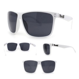 Locs Classic Oversize Sport Horn Rim Gangster Sunglasses White Black