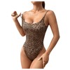 Floerns Women's Leopard Print Sleeveless Tummy Control Cami Bodysuit Top