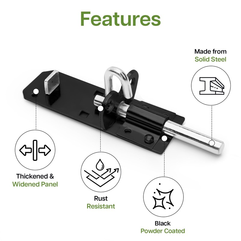 Galvanised Brenton Bolt Sliding Door Lockable Padbolt – 4" (100mm)