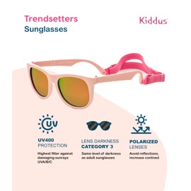 Kiddus Baby Sunglasses 0-6 Months Polarised Newborn Girls & Boys Flexible Frame 100% UV Protection Travel Accessories, 23