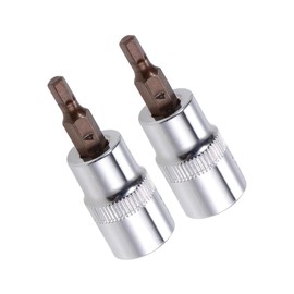 TA-VIGOR 2Pcs Hex Bit Socket, 3/8" Drive x H4 (4mm) Allen Key Socket, Premium S2 Steel Bits, Hex Bit with 48mm Length for Ratchet Wrench, Torque Wrench, Slide Bar, Impact Power Drills